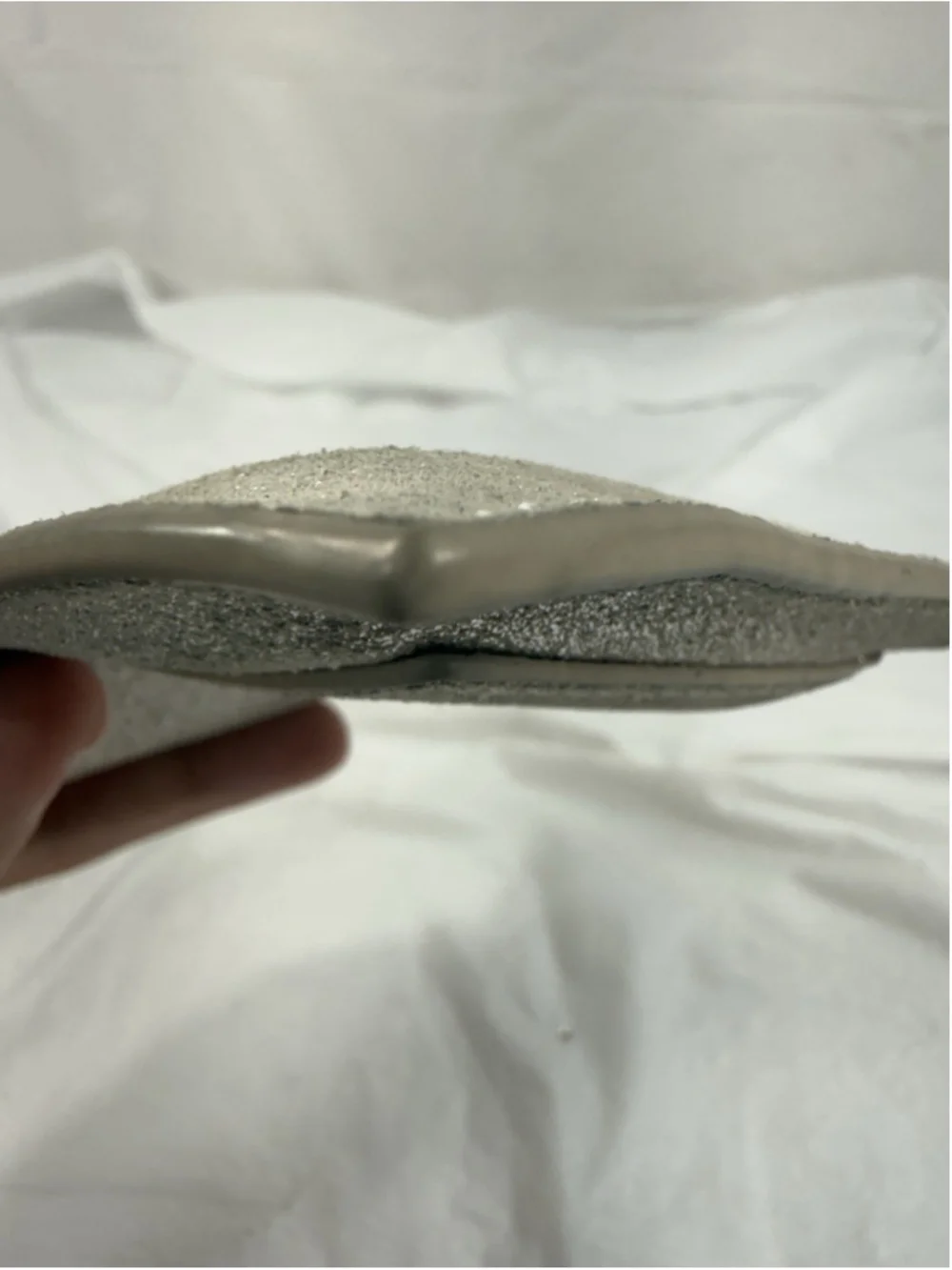 Anthropologie Silver Shiny suede 